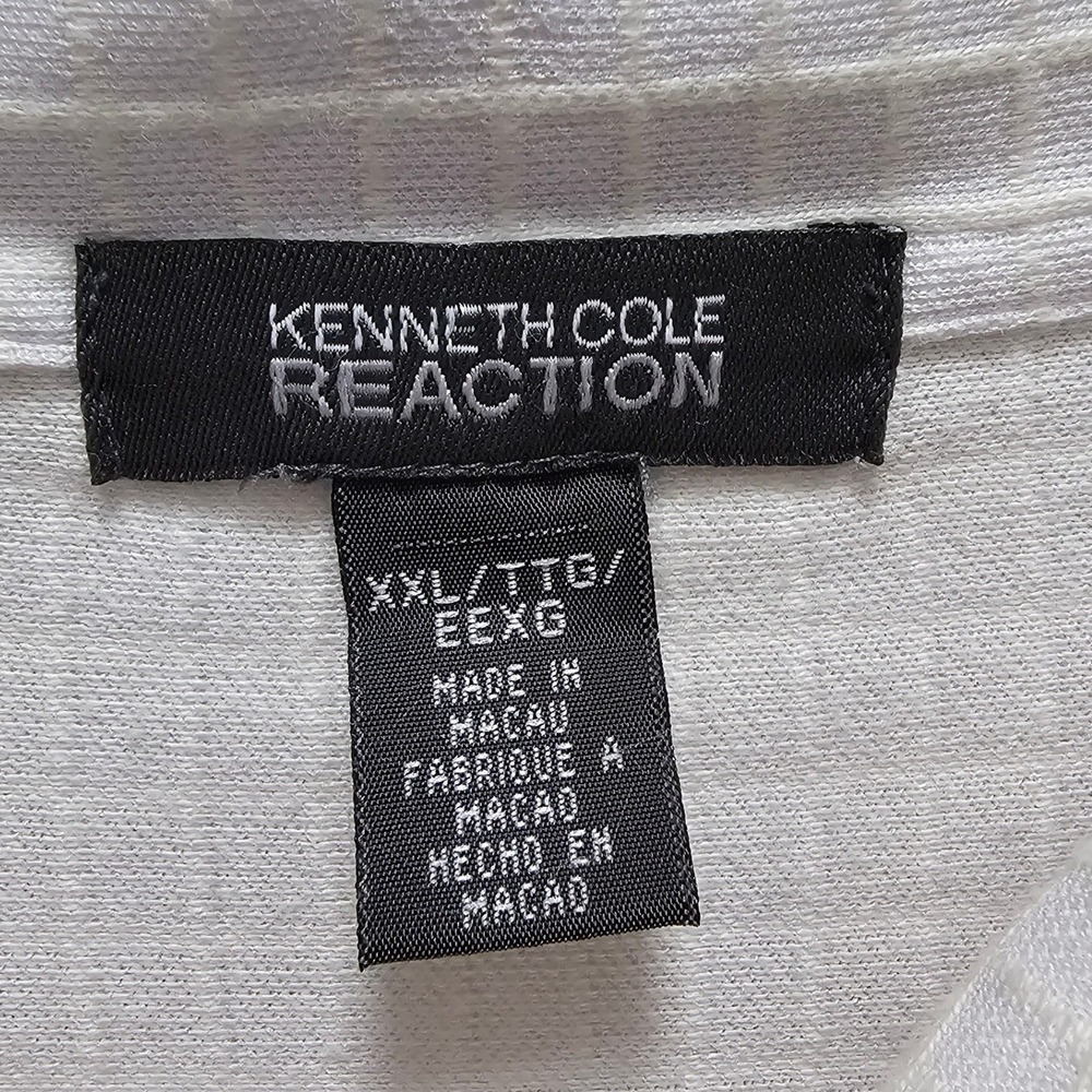 Kenneth Cole Reaction Mens White Waffle Knit Button Front Shirt XXL Long Sleeve - Picture 2 of 6